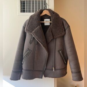 Zara Faux Shearling Double Faced Jacket